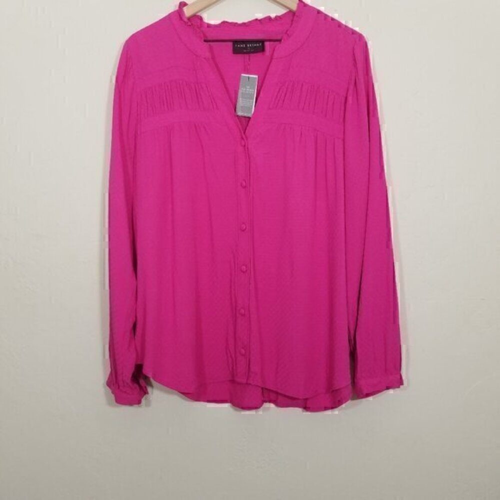 NWT Lane Bryant Long Sleeve Top Blouse Pink Size 12